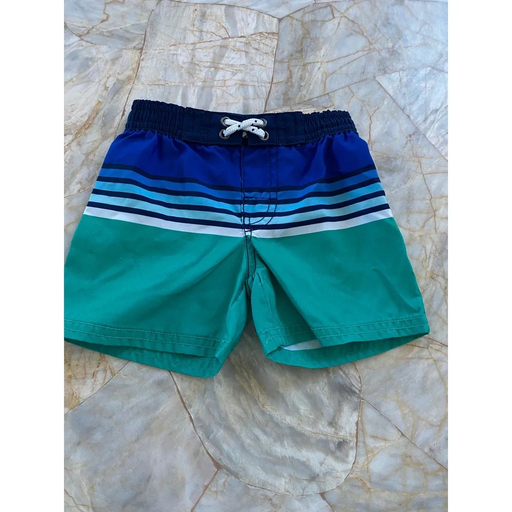 OshKosh Bgosh Baby Boys Blue Green Striped Swim Trunks 6M 1H206710